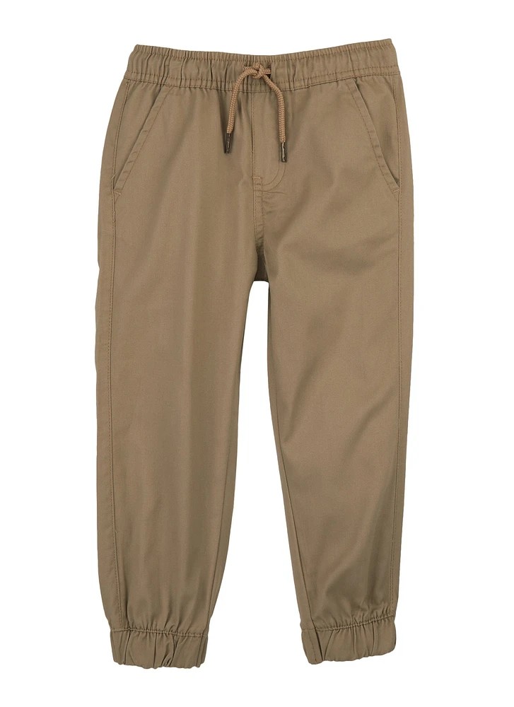 Boys 4-7 Twill Drawstring Waist Joggers, Khaki, Size 6