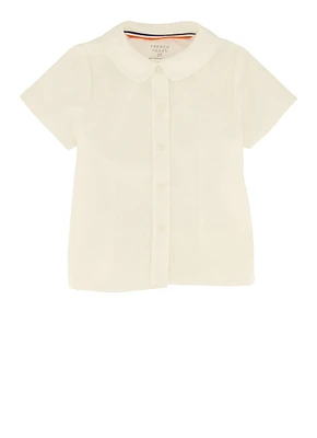 French Toast Girls 2T-4T Peter Pan Collar Short Sleeve Shirt, White, Size 3T