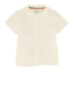 French Toast Girls 2T-4T Peter Pan Collar Short Sleeve Shirt, White, Size 3T