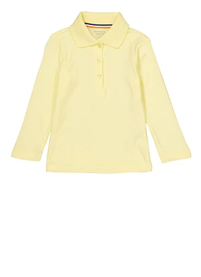 French Toast Girls 2T-4T Solid Long Sleeve Polo, Yellow, Size 3T