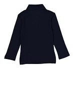 French Toast Girls 2T-4T Interlock Long Sleeve Polo Shirt, Blue, Size 3T