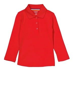 French Toast Girls 2T-4T Picot Collar Polo Shirt, Red, Size 4T