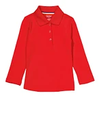 French Toast Girls 2T-4T Picot Collar Polo Shirt, Red, Size 4T