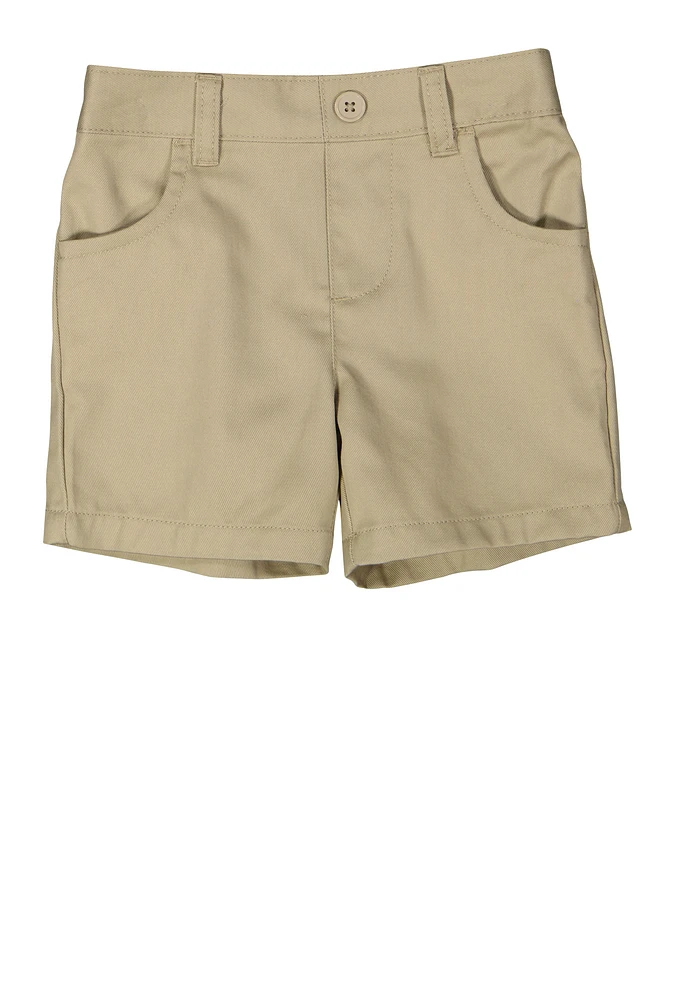 French Toast Girls 2T-4T Basic Pull On Stretch Shorts, Khaki, Size 2T