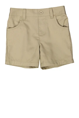 French Toast Girls 2T-4T Basic Pull On Stretch Shorts, Khaki, Size 2T