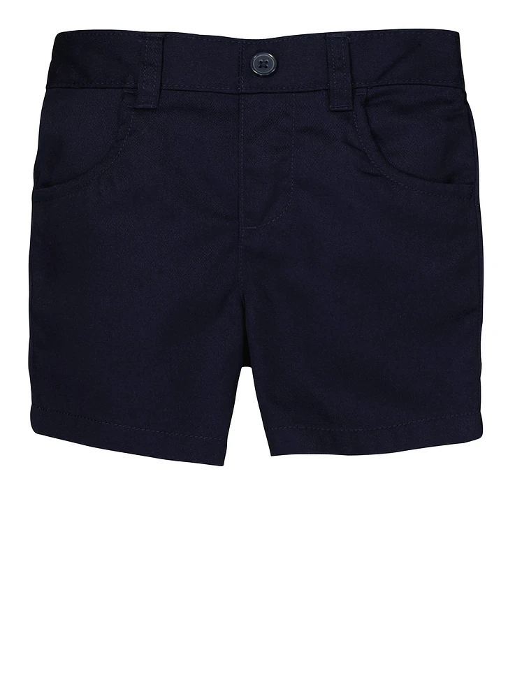 French Toast Girls 2T-4T Solid Pull On Stretch Shorts, Blue, Size 2T