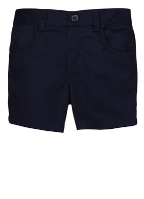French Toast Girls 2T-4T Solid Pull On Stretch Shorts, Blue, Size 2T