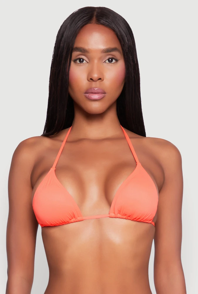 Womens Tie Back Triangle Bikini Top, Orange, Size S