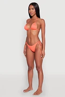 Womens Tie Back Triangle Bikini Top, Orange, Size S