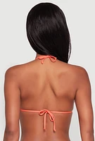 Womens Tie Back Triangle Bikini Top, Orange, Size S
