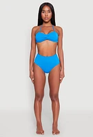 Womens Halter Neck Bandeau Bikini Top, Blue,