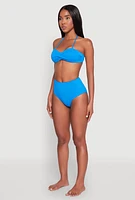 Womens Halter Neck Bandeau Bikini Top, Blue,