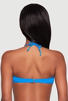 Womens Halter Neck Bandeau Bikini Top, Blue,