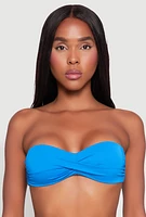 Womens Halter Neck Bandeau Bikini Top, Blue,
