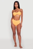 Womens Twist Front Halter Neck Bandeau Bikini Top, Orange,