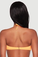 Womens Twist Front Halter Neck Bandeau Bikini Top, Orange,