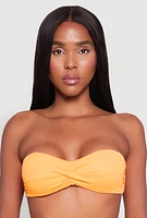 Womens Twist Front Halter Neck Bandeau Bikini Top, Orange,