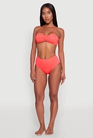 Womens Twist Front Bandeau Bikini Top, Orange, Size L
