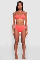 Womens Twist Front Bandeau Bikini Top, Orange, Size L