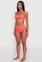 Womens Twist Front Bandeau Bikini Top, Orange, Size L