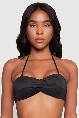 Womens Twist Front Convertible Bandeau Bikini Top, Black, Size M