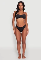 Womens Twist Front Convertible Bandeau Bikini Top, Black,