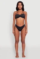 Womens Twist Front Convertible Bandeau Bikini Top, Black,