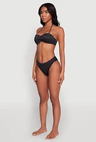 Womens Twist Front Convertible Bandeau Bikini Top, Black,