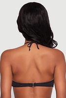 Womens Twist Front Convertible Bandeau Bikini Top, Black,