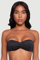 Womens Twist Front Convertible Bandeau Bikini Top, Black,