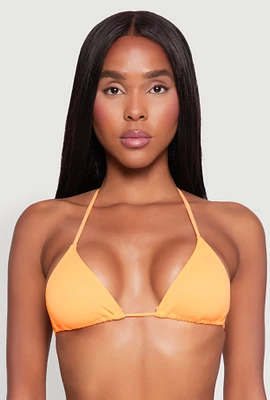 Womens Tie Back Halter Neck Bikini Top, Orange, Size L