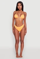 Womens Tie Back Halter Neck Bikini Top, Orange, Size M