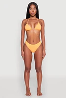 Womens Tie Back Halter Neck Bikini Top, Orange, Size L