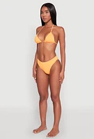 Womens Tie Back Halter Neck Bikini Top, Orange, Size M