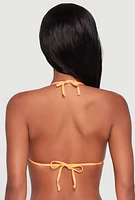 Womens Tie Back Halter Neck Bikini Top, Orange, Size M