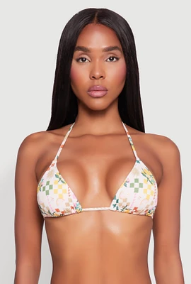 Womens Citrus Print Tie Back Bikini Top, Multi, Size L