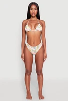Womens Citrus Print Tie Back Bikini Top, Multi, Size L