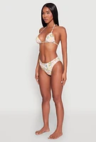 Womens Citrus Print Tie Back Bikini Top, Multi, Size L