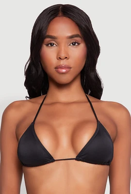 Womens Triangle Bikini Top, Black, Size L