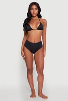 Womens Triangle Bikini Top, Black, Size L