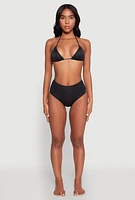 Womens Triangle Bikini Top, Black, Size L