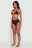 Womens Triangle Bikini Top, Black, Size L