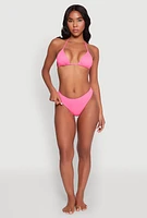 Womens Halter Neck Triangle Bikini Top, Pink,