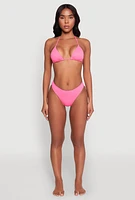 Womens Halter Neck Triangle Bikini Top, Pink,