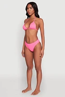 Womens Halter Neck Triangle Bikini Top, Pink,
