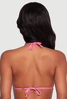 Womens Halter Neck Triangle Bikini Top, Pink,