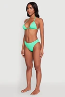 Womens Halter Neck Triangle Swim Bikini Top, Green, Size M