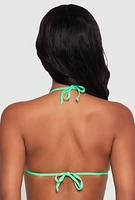 Womens Halter Neck Triangle Swim Bikini Top, Green, Size M