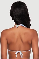 Womens Tropical Gingham Print Triangle Bikini Top, Multi, Size S