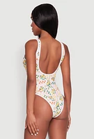 Womens Citrus Checkered Print One Piece Swimsuit, Multi, Size S